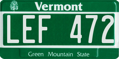 VT license plate LEF472