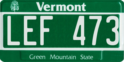 VT license plate LEF473
