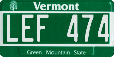 VT license plate LEF474