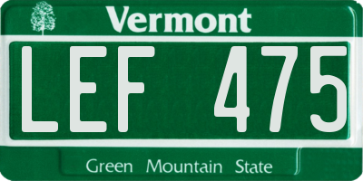 VT license plate LEF475