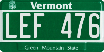 VT license plate LEF476