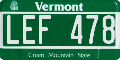 VT license plate LEF478