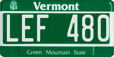 VT license plate LEF480