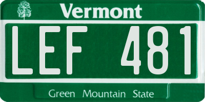 VT license plate LEF481