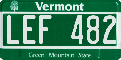 VT license plate LEF482