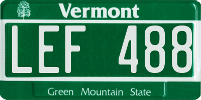 VT license plate LEF488