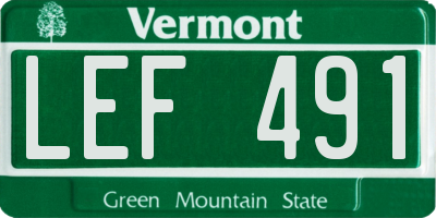 VT license plate LEF491