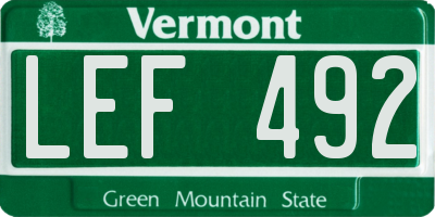 VT license plate LEF492