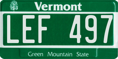 VT license plate LEF497
