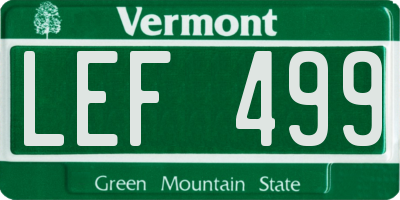VT license plate LEF499