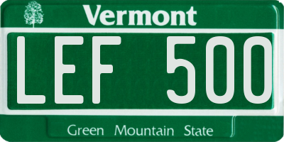 VT license plate LEF500