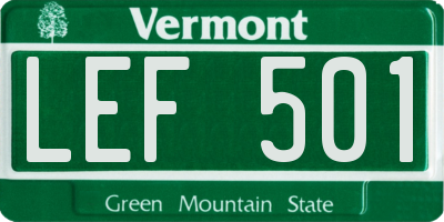 VT license plate LEF501