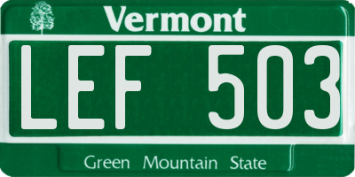 VT license plate LEF503