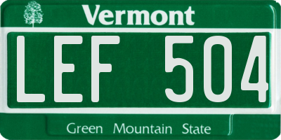 VT license plate LEF504