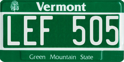 VT license plate LEF505