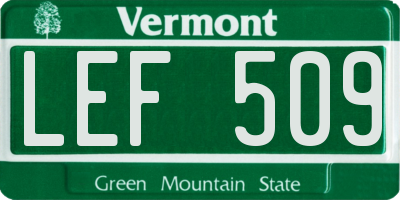 VT license plate LEF509
