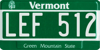 VT license plate LEF512