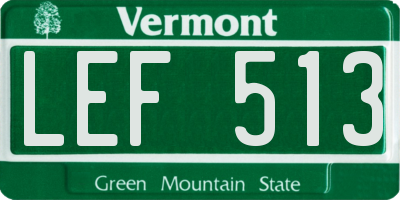 VT license plate LEF513