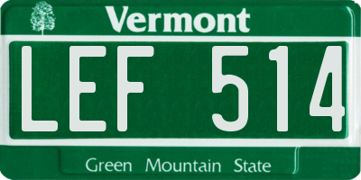 VT license plate LEF514