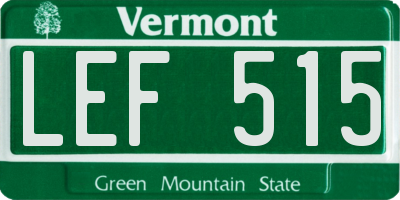 VT license plate LEF515