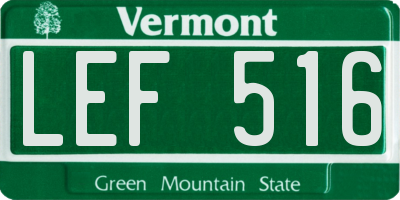 VT license plate LEF516