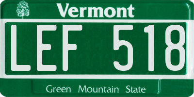 VT license plate LEF518