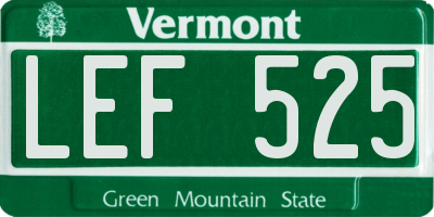 VT license plate LEF525