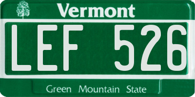VT license plate LEF526