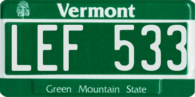 VT license plate LEF533