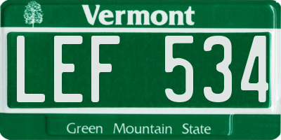 VT license plate LEF534
