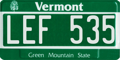 VT license plate LEF535