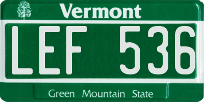 VT license plate LEF536