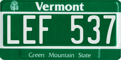VT license plate LEF537