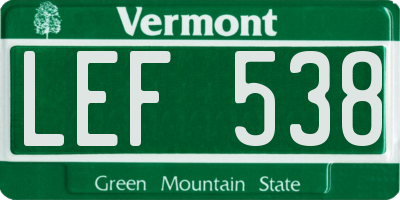 VT license plate LEF538