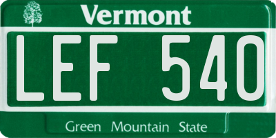 VT license plate LEF540