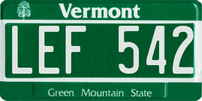 VT license plate LEF542