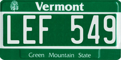 VT license plate LEF549