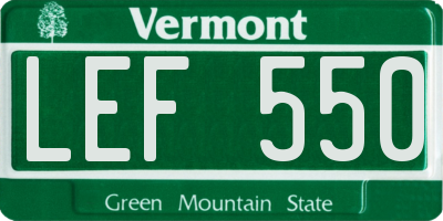 VT license plate LEF550