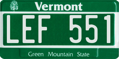 VT license plate LEF551