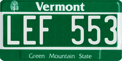 VT license plate LEF553