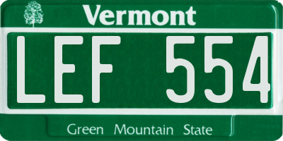 VT license plate LEF554