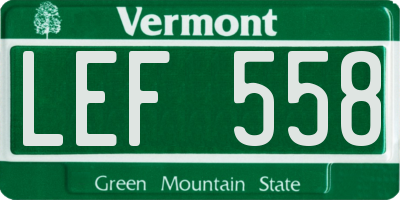 VT license plate LEF558