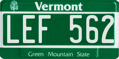 VT license plate LEF562
