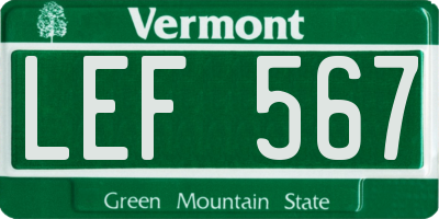 VT license plate LEF567