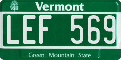 VT license plate LEF569