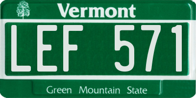 VT license plate LEF571