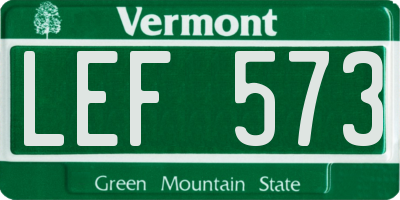 VT license plate LEF573
