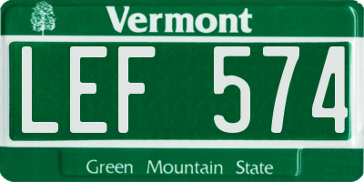 VT license plate LEF574