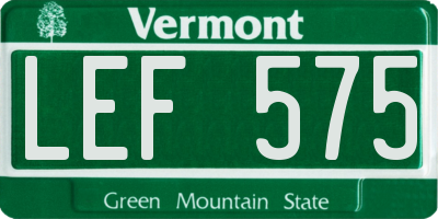 VT license plate LEF575