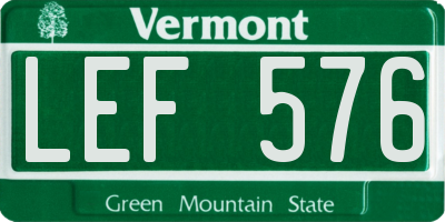 VT license plate LEF576